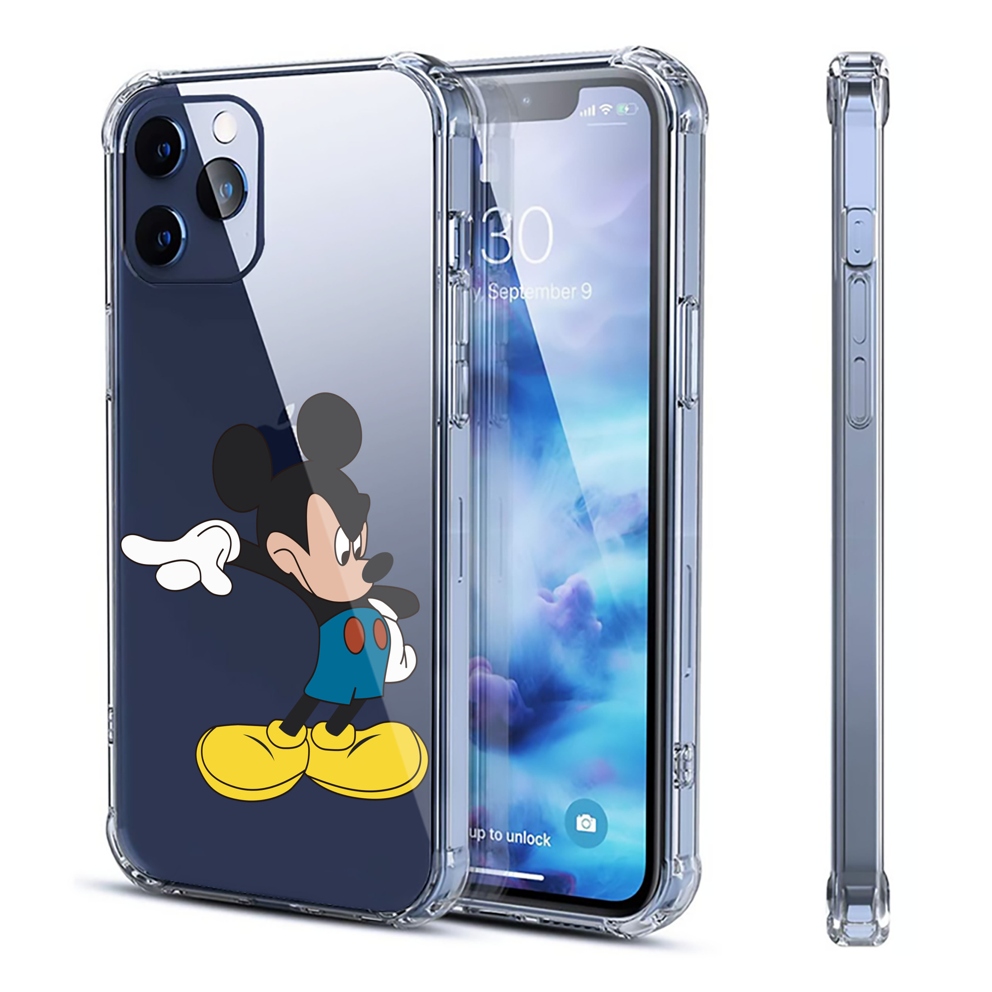 （画像用） ミッキーマウス Mickey Mouse 【iPhone 12シリーズ対応】透明スマホケース（クリアソフトケース）